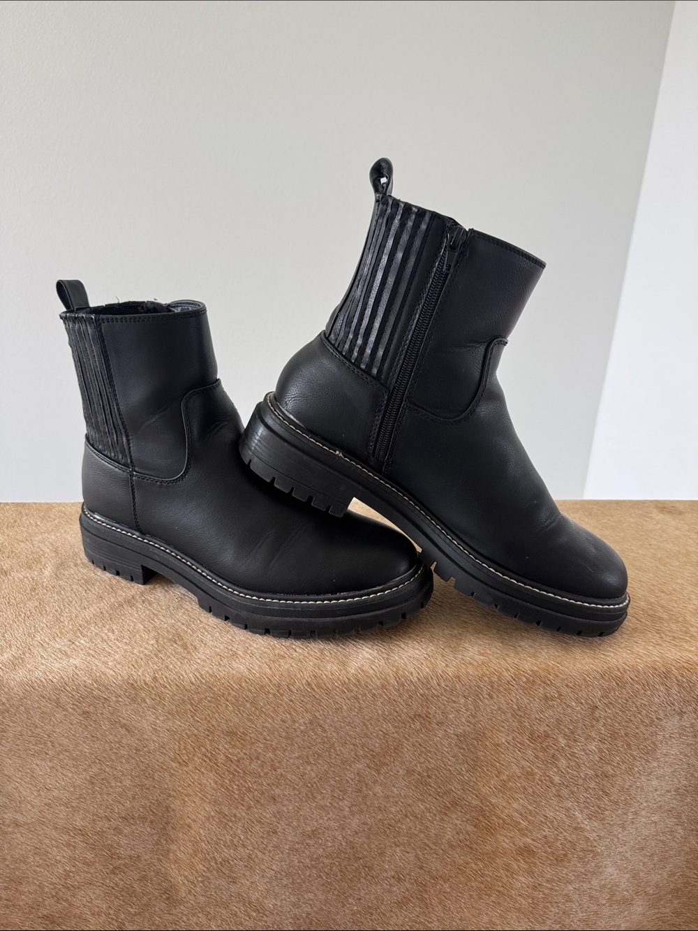 Time and Tru Black Women's Combat Moto Boots